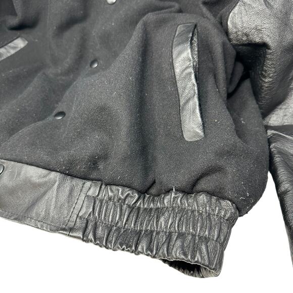 NRA National Rifle Association Mens L Member Bomber Jacket Black Leather Wool - Picture 3 of 16